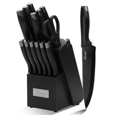 Hancorys Knife Sets for Kitchen with Block, 15 Pieces Chef Knife Set with Self S