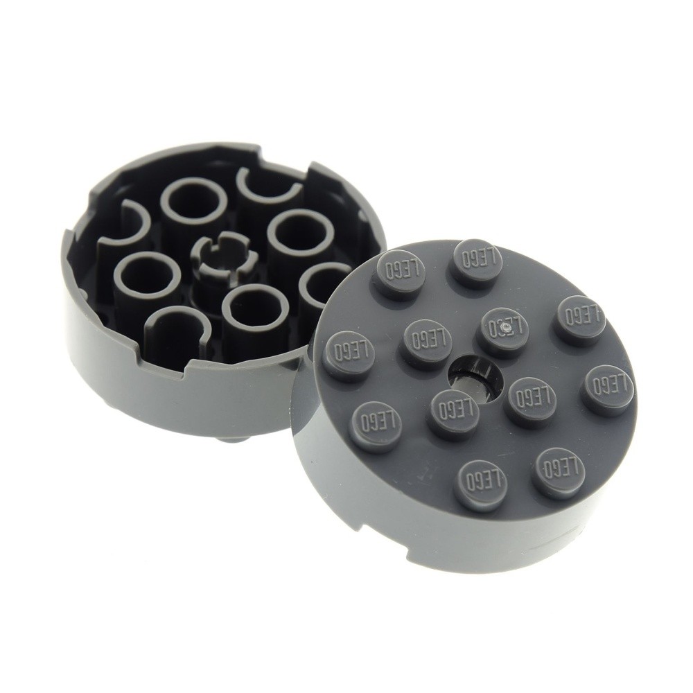 2x Lego Building Brick 4x4x1 New-Dark Gray Pin Hole Wheel 75104 4558959 87081