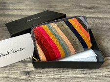 PAUL SMITH SMALL SIGNATRE SWIRL STRIPE LEATHER PURSE MADE IN SPAIN RETAIL £260