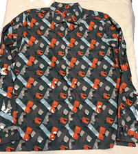 Perry Ellis Stretch NWOT 80 Green Geo Pattern L/S Men's Shirt Size 2XLT