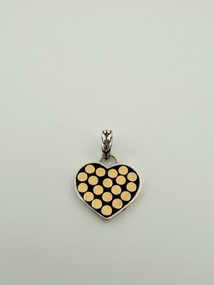 John Hardy 925 Silber 18k Gold Punkte Herz kleiner Anhänger