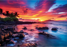 2000 Piece Jigsaw Puzzle for Adults Maui Island Sunset over Pacific Ocean, Cha