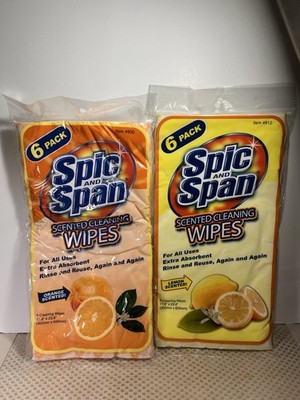 Lot Of 2 Spic & Span 6 Piece Lemon & Orange Scented Cleaning Wipes Kitchen