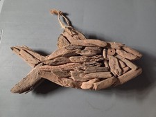 Driftwood Mosaic Fish Folk Art Sculpture Hanging Natural Wood Decor Rare Find