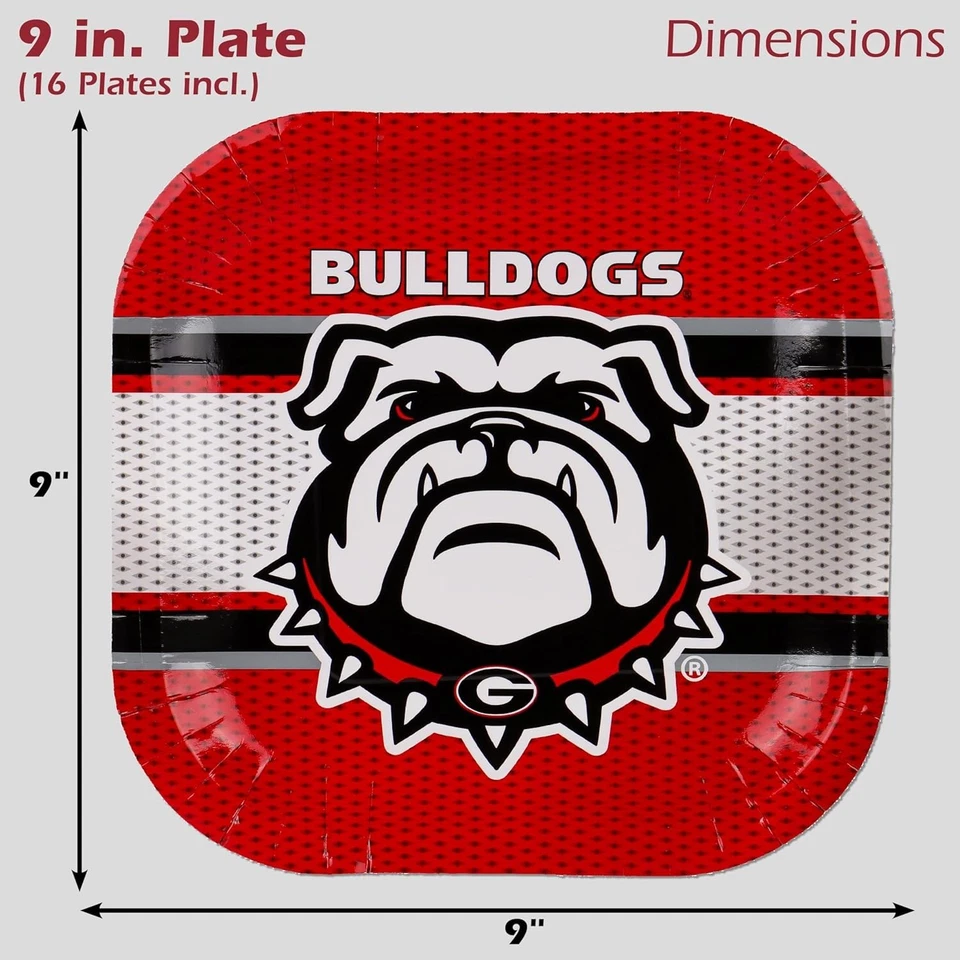 Conjunto de pratos e guardanapos descartáveis de futebol americano Georgia Bulldogs - Imagem 2 de 4