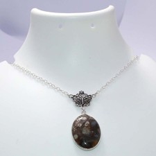 925 Silver Plated Exclusive Rock Fossil Necklace 18" Gifts Most Beautiful AU n74