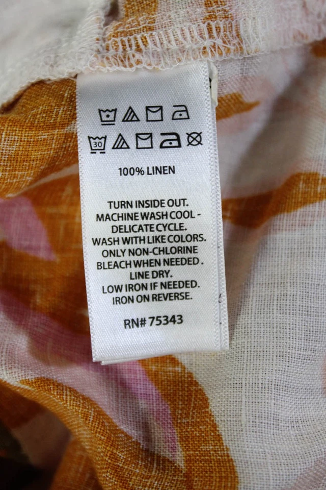 C&C California Women Shirt Dress Orange Floral Linen Sleeveless Short Size XS - Image 4 of 4