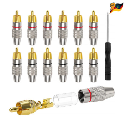 RCA Stecker 12 Stück Vergoldet Schraubendreher Anschluss