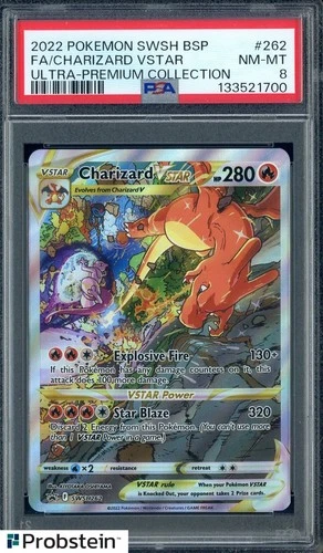 2022 Pokemon SWSH BSP Premium Collection #262 FA/ Charizard VStar Ultra PSA 8