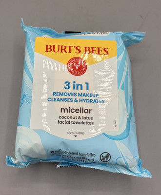 Burt's Bees Micellar Facial Towelettes Coconut & Lotus Water, 30, All Skin Types