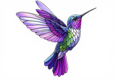Hummingbird Suncatcher Stained Glass Window Hanging 7.8 Inch Colorful Bird Gift