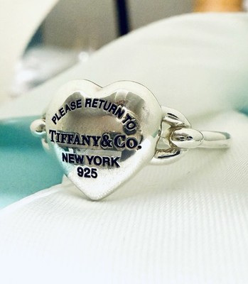 Tiffany & Co. リターンリング 925 Return To Tiffany & Co. Sterling Silver Puffy Full Heart Band Ring