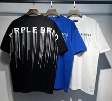 PURPLES T-shirt Men's Tee Size Short Sleeved Logo Black Shirt Retro New Brand