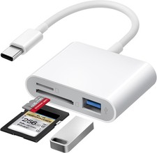 SD Card Reader for iPhone USB C, USB-C to SD/TF Memory White