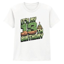 Its My 13th Birthday Pixelated Gaming Birthday Kids T-Shirt Boys Girls
