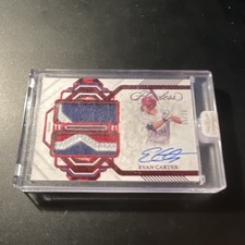 Panini 2023 Flawless Evan Carter Rookie Dual Patch Auto Ruby /20 Rangers OBO