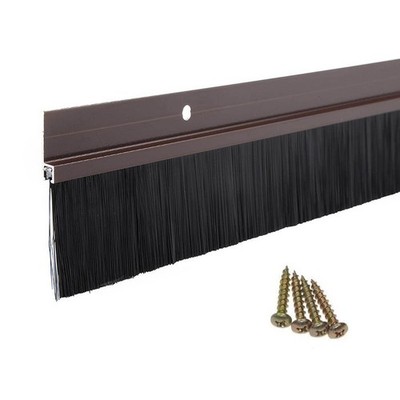 Door Brush Bottom Sweep (2.5'' Width X 36.5'' Length) with Brown H-Shape Alumin...