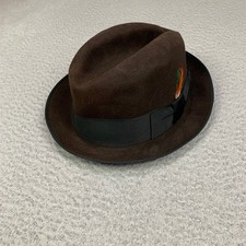 Vintage Penney's Marathon Fedora XXX Quality Dark Brown w/Feather  Pin Hat