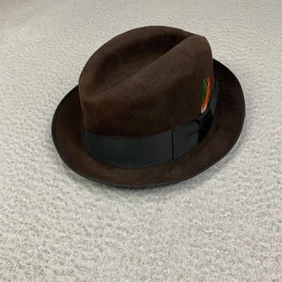Vintage Penney's Marathon Fedora XXX Quality Dark Brown w/Feather & Pin Hat - Image 1 of 4