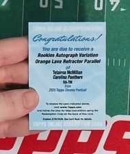 2025 Topps Chrome Tetairoa McMillan RC Autograph Orange Lava /25 REDEMPTION CARD
