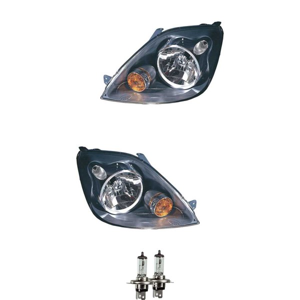 Halogen Scheinwerfer Frontscheinwerfer Set H4 FüR Ford Fiesta V Inkl. Lampen-image