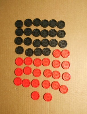Connect Four 1990 22 Red and 22 Black Checker Replacement P25