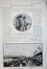 Original Old Antique Print 1908 Royal Yacht King Western Ocean Haldane Ta Army