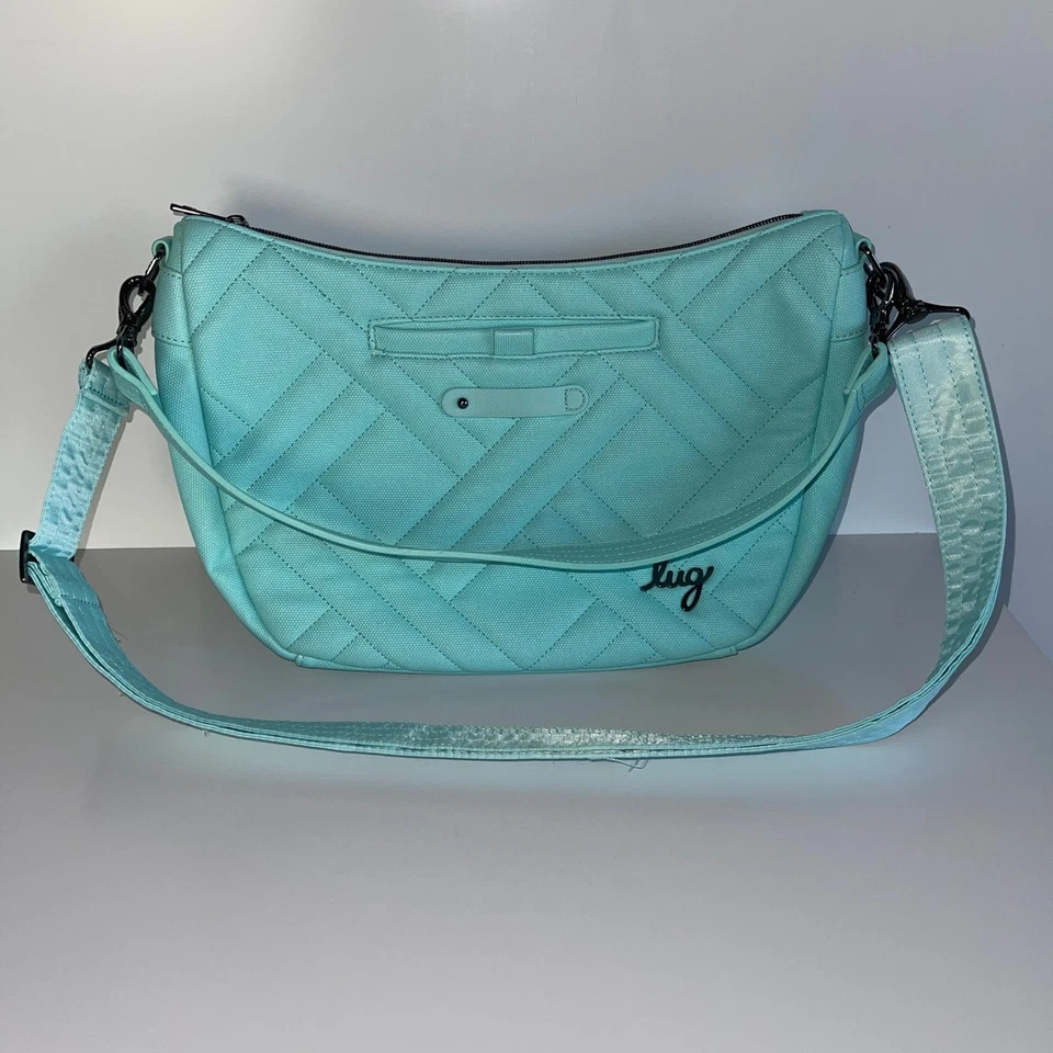 Bandolera acolchada Lug Harmony azul aguamarina bolsillos con correa ajustable Foto 2 de 4