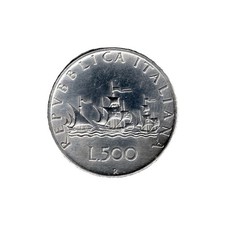 500 Lire Argento 1958 Italia Caravelle Moneta Antica Repubblica