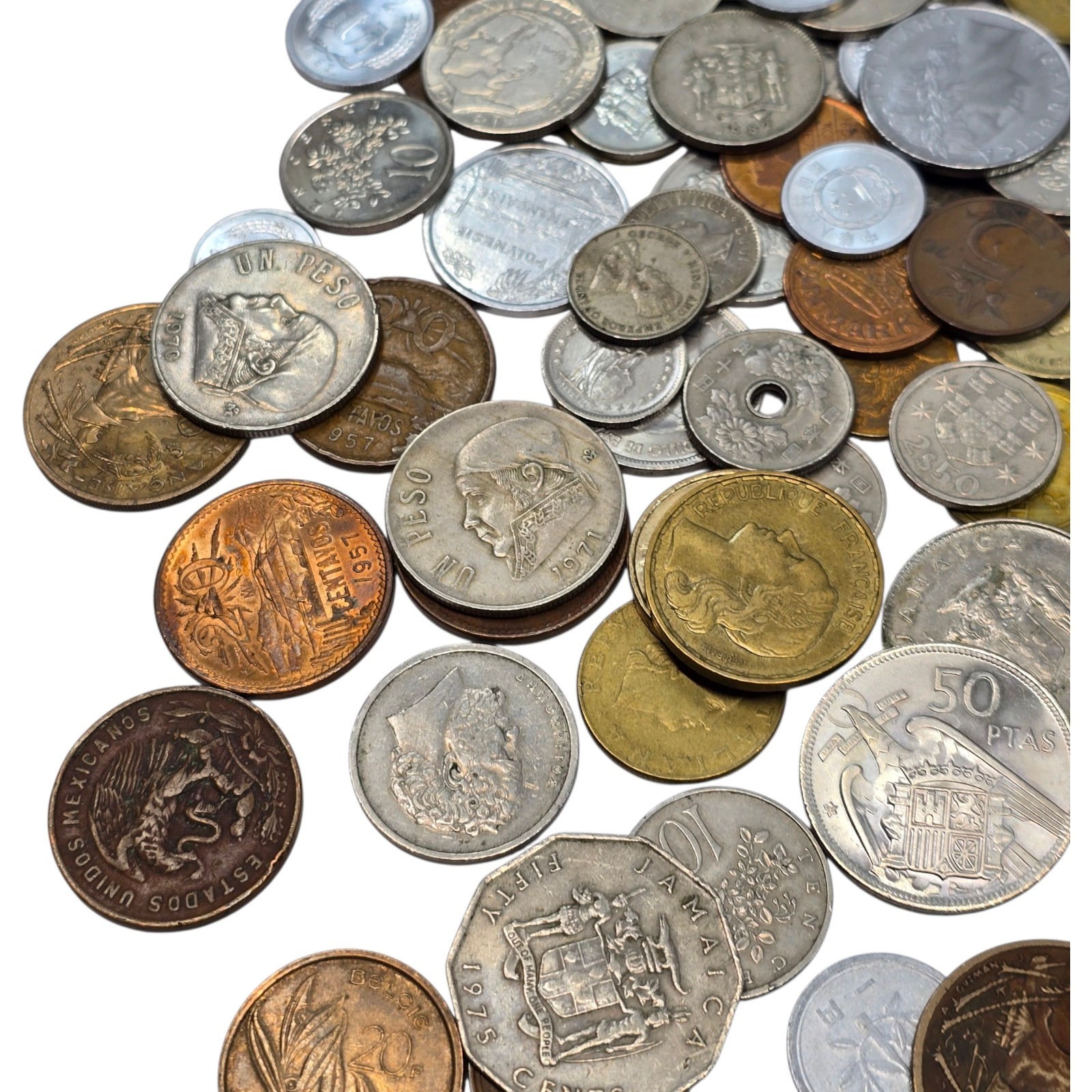 Mixed Lot of Different Foreign World Paper Money Banknotes Currency & Coins