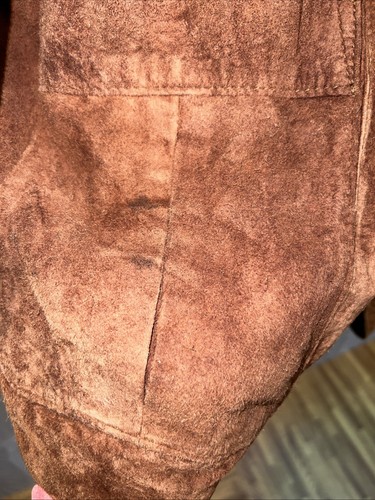 VTG Rust Brown Suede Leather Bermans Jacket Blazer M-L Retro Hippie Rockabilly - Picture 10 of 20
