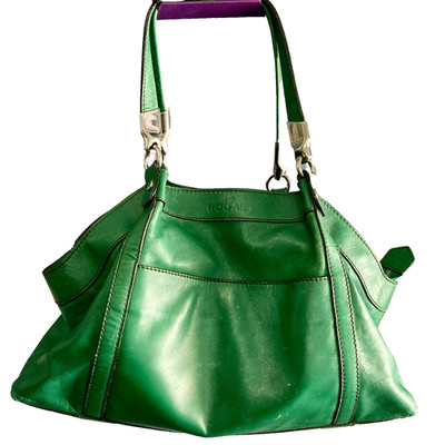 Hogan Italy Green Soft Leather Shoulder Bag 15''