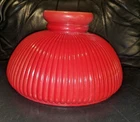 Vintage Red & White Milk Glass 10" Ribbed Rib Hurricane Student Table Lamp Shade