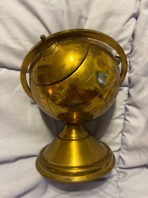 vintage mid century modern brass globe stand cigarette holder