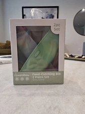 UpwardBaby Food-Catching Silicone Bib - 2 Piece Set, BPA Free 6m+ Unisex