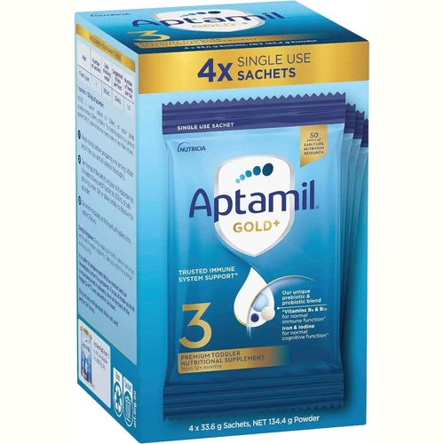 Aptamil Gold+ 3 أكياس مسحوق شرب الحليب للأطفال الصغار من 1 سنة 4 عبوة 38.0 جم