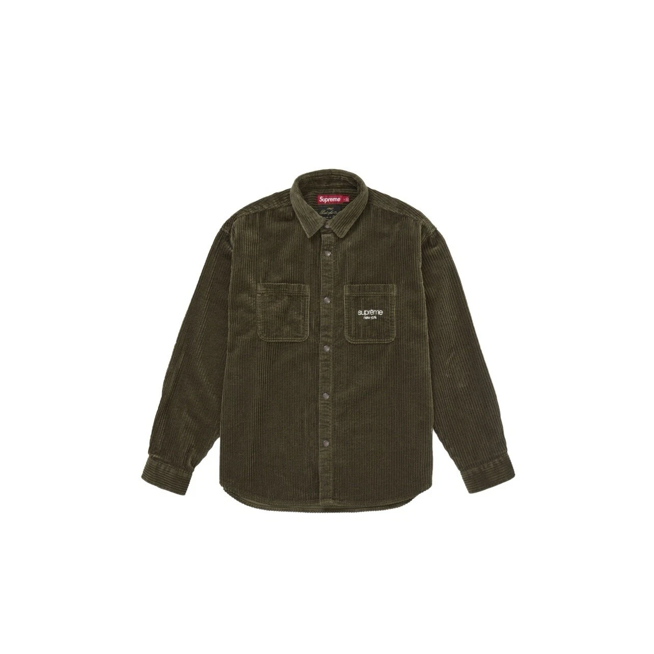 Chemise à pression Supreme large en velours côtelé olive taille : Medium