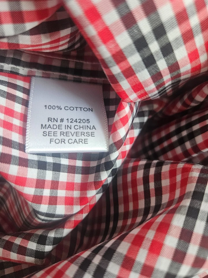 TALLA M F/X FUSION (NUEVO) Rojo/Negro/Blanco Cuadros Manga Larga Camisa de Vestir Lote #111 Foto 2 de 2