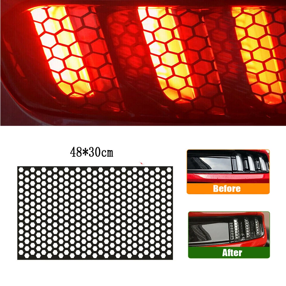 Cubierta de bombilla de luz trasera de coche pegatina de panal lámpara exterior calcomanía accesorios Foto 3 de 4