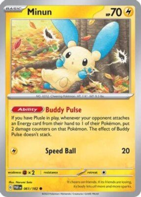 Pokemon - Minun - 061/182 - Common - Reverse Holo - Scarlet & Violet -  Paradox R | eBay
