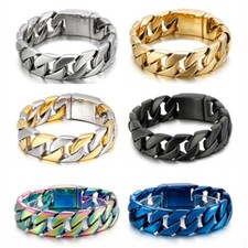 20mm 8.26" Men's Heavy Polished Stainless Steel Cuban Curb Link Chain Bracelet