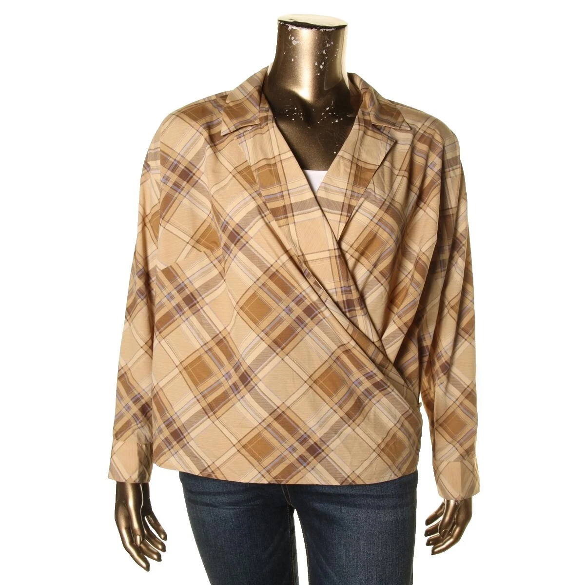 Шелковые деловые клетчатые топы для женщин