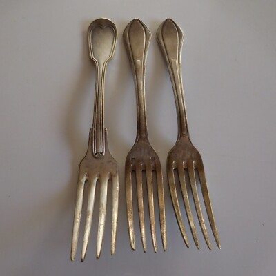 Lot De 2 Couverts Art Déco - Cuillère à Dîner Et Fourchette En Métal Argenté