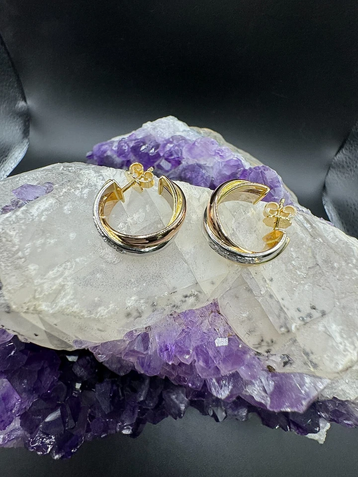 Massive Wempe Ohrringe 18Karat (750) Gold Tricolor mit hochfeinen Brillanten - Bild 3 von 4