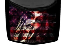 Beautiful Witch Portrait Truck Hood Wrap Vinyl Car Graphic Bright American Flag 