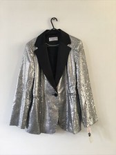 Helene Berman Sequin Tux Jacket With Satin Collar Uk 14
