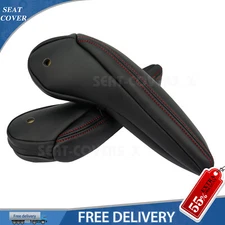 For 2008-2020 Dodge Grand Caravan Seat Armrest Leather Black Cover RED seam