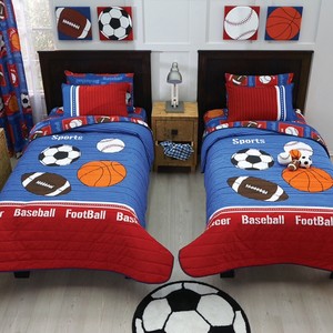Sports Kids Boys Reversible Comforter Set And Sheet Set 11 Pcs