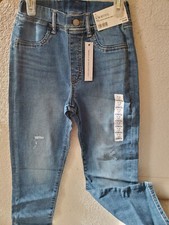 NWT Uniqlo Girls 9-10 Blue Ultra Stretch High Rise Ankle Pants No Zipper Jeans