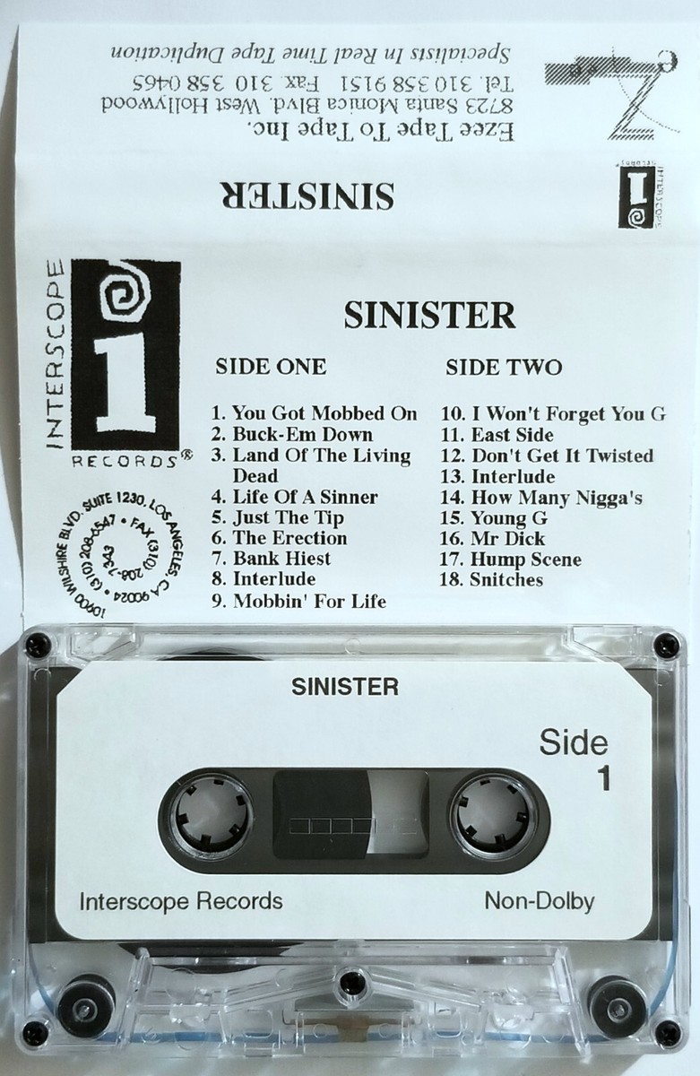 SINISTER MOBBIN 4 LIFE TAPE 1994 INTERSCOPE RECORDS RAP CASSETTE G